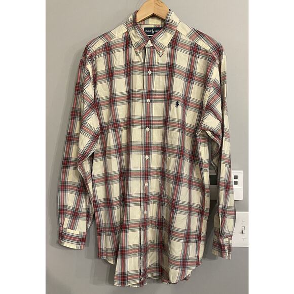 Ralph Lauren Shirt Blake Plaid Button Down Long Vintage Sleeve Mens M - Picture 1 of 6